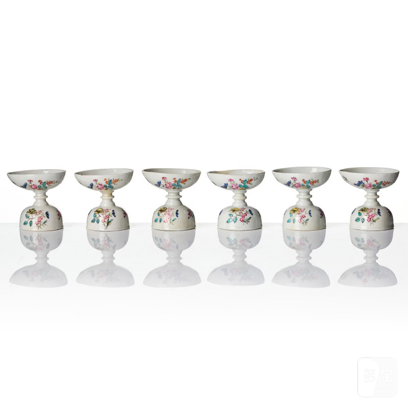 A set of six famille rose egg cups, - 图5